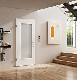 Security doors 883 with glass insert